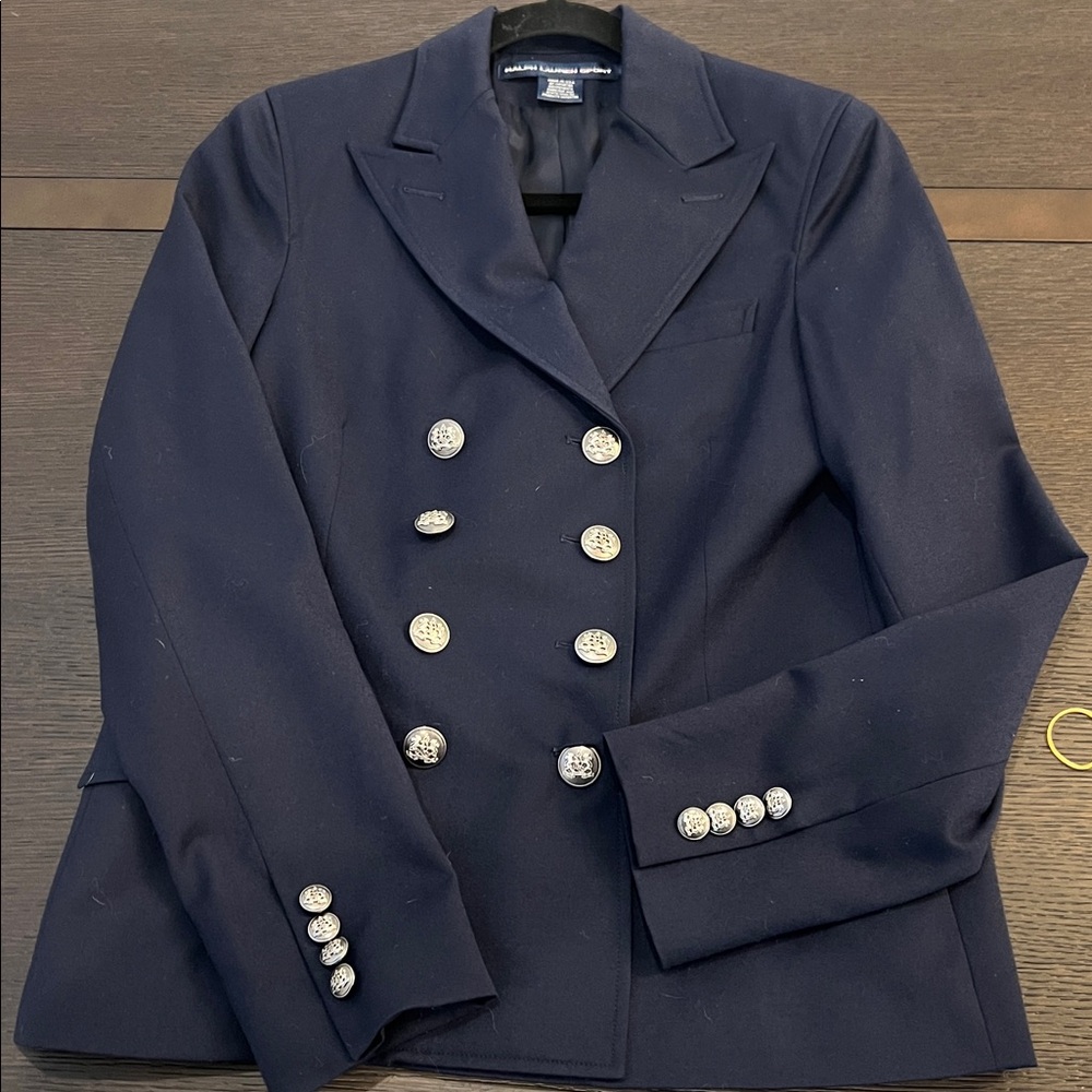 Ralph Lauren Sport Size 6 double breasted navy wool blazer